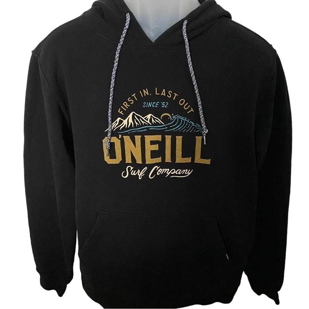 O’neill Surf “First In, Last Out” Black Hoodie Sweatshirt Men M Medium